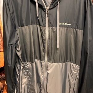 Eddie Bauer Men's Charcoal and Silver Windbreaker